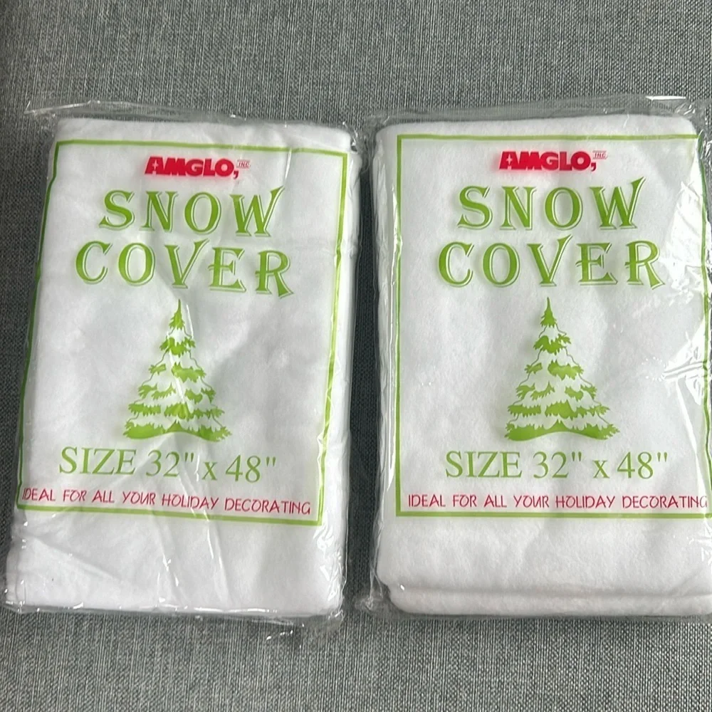 Set of two packages Amglo Snow Cover Tree Snow Skirt Mantel Decor  NEW